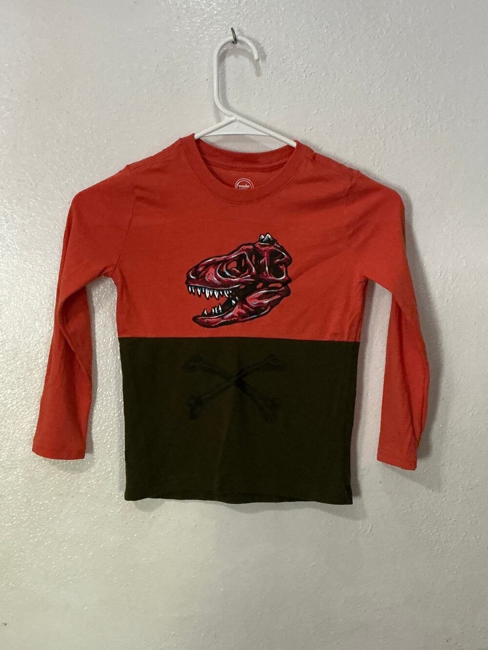 Wonder nation size xs 4-5 boys red black long sleeve shirt